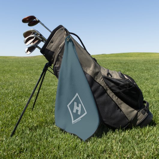 Serviette de golf | Monogramme initial géométrique (Vert)