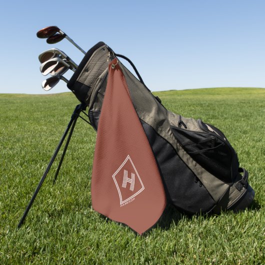 Serviette de golf | Monogramme initial géométrique (Vert)