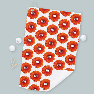 Serviette De Golf Monogramme initial Gerbera Daisy