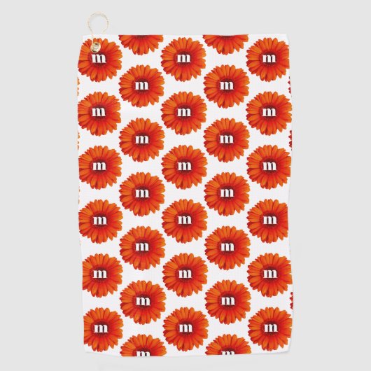 Serviette De Golf Monogramme initial Gerbera Daisy (Devant)