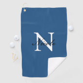 Serviette De Golf Monogramme Initial Manuscrit Nom Propre Bleu (En situation)