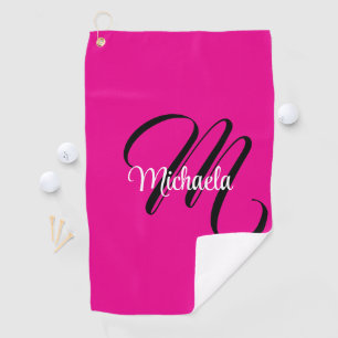 Serviette De Golf Monogramme initial minimaliste moderne nom rose ch