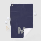 Serviette De Golf Monogramme Initial Nom Bleu Marine (En situation)