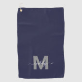 Serviette De Golf Monogramme Initial Nom Bleu Marine (Devant)
