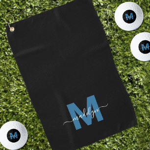 Serviette De Golf Monogramme Initial Nom Personnalisé Bleu