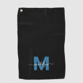 Serviette De Golf Monogramme Initial Nom Personnalisé Bleu (Devant)