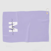 Serviette De Golf Monogramme Initial Nom Violet (Horizontal)