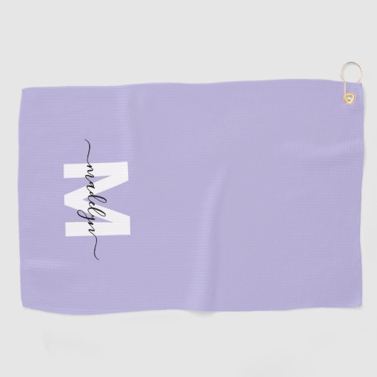 Serviette De Golf Monogramme Initial Nom Violet (Horizontal)