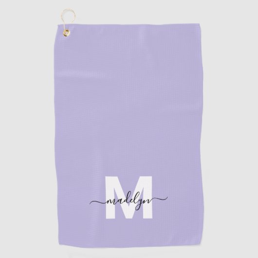 Serviette De Golf Monogramme Initial Nom Violet (Devant)