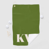 Serviette De Golf Monogramme initial personnalisé vert aneth moderne (En situation)