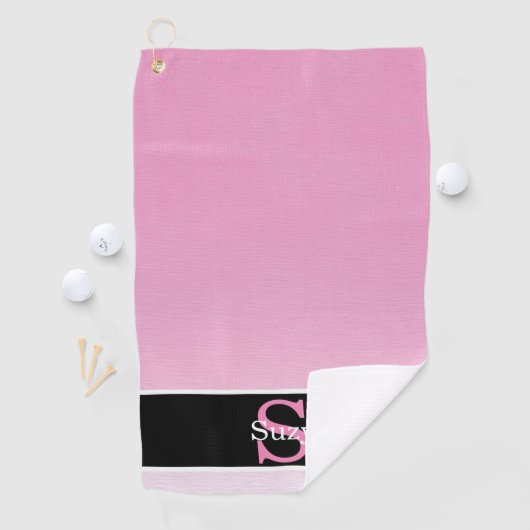 Serviette De Golf Monogramme initial rose simple élégant (En situation)