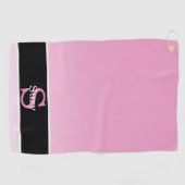 Serviette De Golf Monogramme initial rose simple élégant (Horizontal)