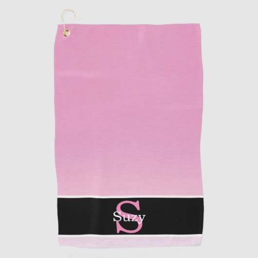 Serviette De Golf Monogramme initial rose simple élégant (Devant)