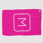 Serviette De Golf Monogramme Initial Simple & Moderne | Rose & Blanc (Horizontal)
