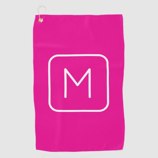 Serviette De Golf Monogramme Initial Simple & Moderne | Rose & Blanc (Devant)