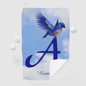 Serviette De Golf Monogramme Initiale A Bluebird Personnalisé (En situation)