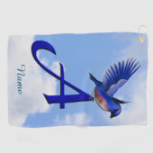 Serviette De Golf Monogramme Initiale A Bluebird Personnalisé (Horizontal)