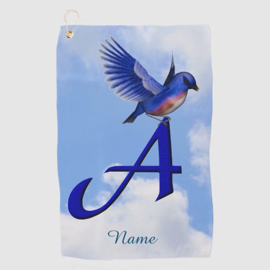 Serviette De Golf Monogramme Initiale A Bluebird Personnalisé (Devant)