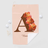Serviette De Golf Monogramme initiale A personnalisé Rose orange (En situation)