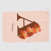 Serviette De Golf Monogramme initiale A personnalisé Rose orange (Horizontal)