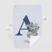 Serviette De Golf Monogramme initiale A personnalisée de fleur d'Hib (En situation)