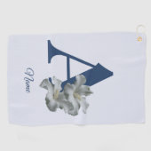 Serviette De Golf Monogramme initiale A personnalisée de fleur d'Hib (Horizontal)