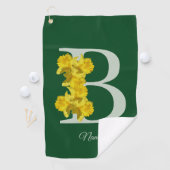 Serviette De Golf Monogramme initiale B jonquille personnalisé (En situation)