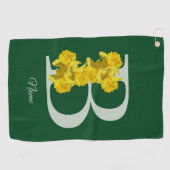 Serviette De Golf Monogramme initiale B jonquille personnalisé (Horizontal)