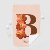 Serviette De Golf Monogramme Initiale B personnalisé Rose Orange (En situation)