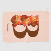 Serviette De Golf Monogramme Initiale B personnalisé Rose Orange (Horizontal)