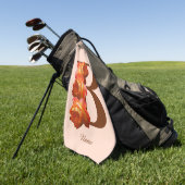 Serviette De Golf Monogramme Initiale B personnalisé Rose Orange (Vert)
