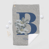 Serviette De Golf Monogramme initiale B personnalisée de fleur d'Hib (En situation)