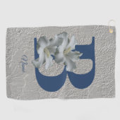 Serviette De Golf Monogramme initiale B personnalisée de fleur d'Hib (Horizontal)