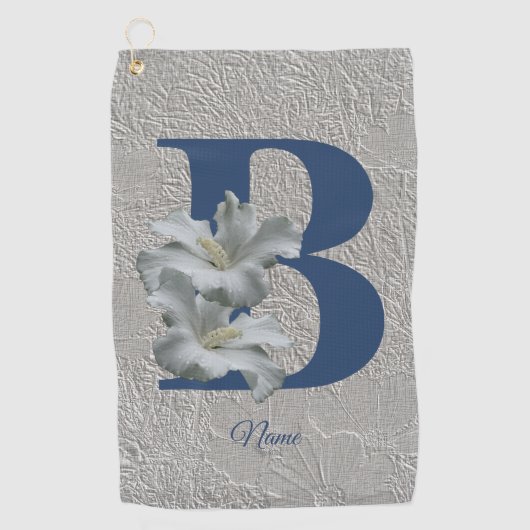 Serviette De Golf Monogramme initiale B personnalisée de fleur d'Hib (Devant)