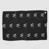 Serviette De Golf Monogramme initiale noir et blanc moderne (Horizontal)