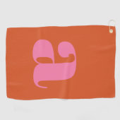 Serviette De Golf Monogramme initiale rétro gras rose orange pour go (Horizontal)