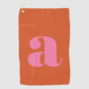 Serviette De Golf Monogramme initiale rétro gras rose orange pour go