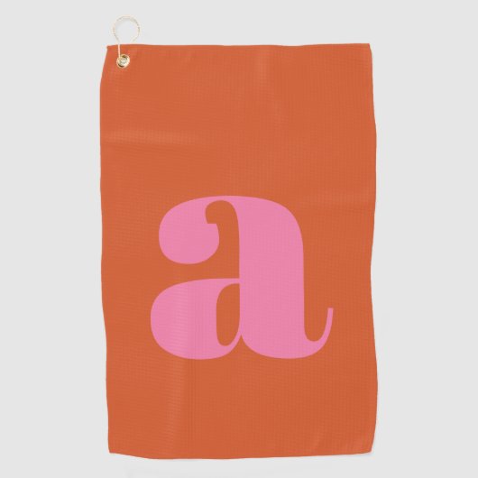 Serviette De Golf Monogramme initiale rétro gras rose orange pour go (Devant)
