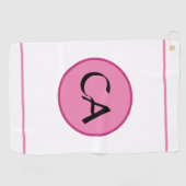 Serviette De Golf Monogramme Initiales rose noir typographie Golf Se (Horizontal)