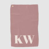 Serviette De Golf Monogramme Initiales Rose Poussiéreuse Moderne Per (Devant)