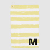 Serviette De Golf Monogramme Jaune Blanc Rayures Aquarelle (Devant)
