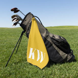 Serviette De Golf Monogramme jaune d'été moderne personnalisé