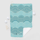 Serviette De Golf Monogramme Kawaii Cute Blue Water Wave Motif (En situation)