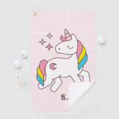 Serviette De Golf Monogramme.Kawaii Cute Magical Unicorn. (En situation)
