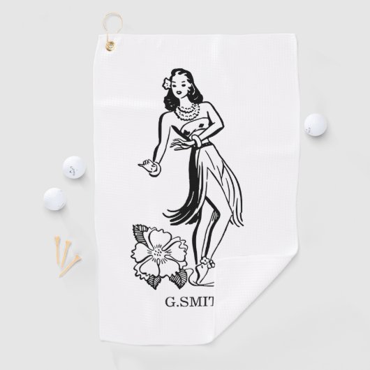Serviette De Golf Monogramme Lady Dancing Luau (En situation)