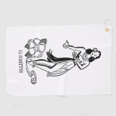 Serviette De Golf Monogramme Lady Dancing Luau (Horizontal)