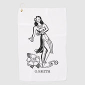 Serviette De Golf Monogramme Lady Dancing Luau (Devant)