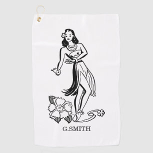 Serviette De Golf Monogramme Lady Dancing Luau