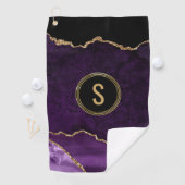 Serviette De Golf Monogramme Marbre Or Purple Agate (En situation)