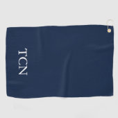 Serviette De Golf Monogramme Marine Bleu Blanc Classique Cadeau Golf (Horizontal)